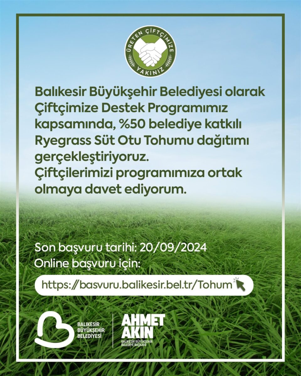 buyuksehirden ciftciye yuzde 50 hibeli sut otu tohumu 1